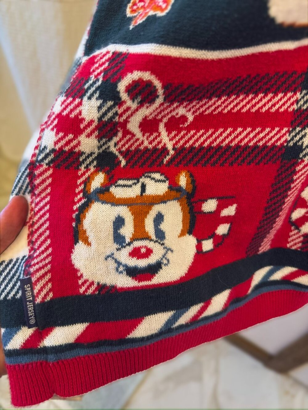 RARE Disneyland Resort Christmas Spirit Jersey Knit Sweater Mickey Holiday Plaid - Picture 10 of 14